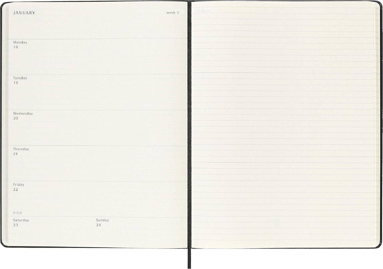 Moleskine Classic Planner 2026 - 2027 Weekly and Notes 18 Month Black Extra Large 19x25 hard cover