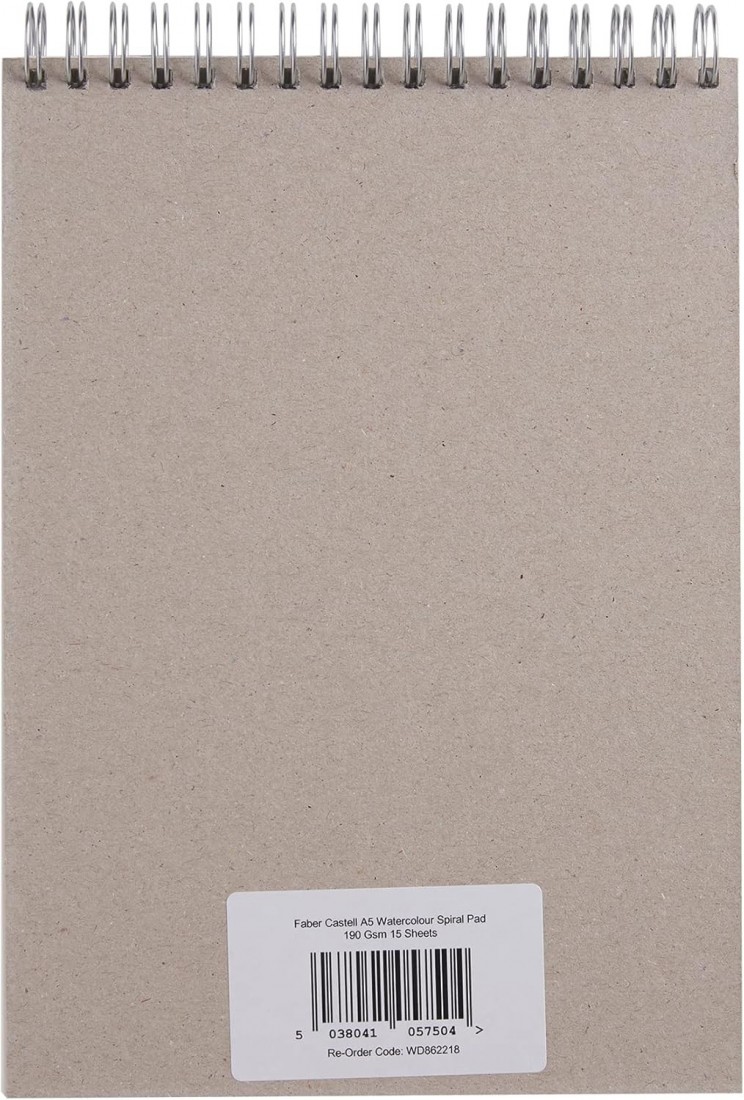Faber Castell Watercolour Pad A5 Spiral 190gsm 15 Sheets WD862218