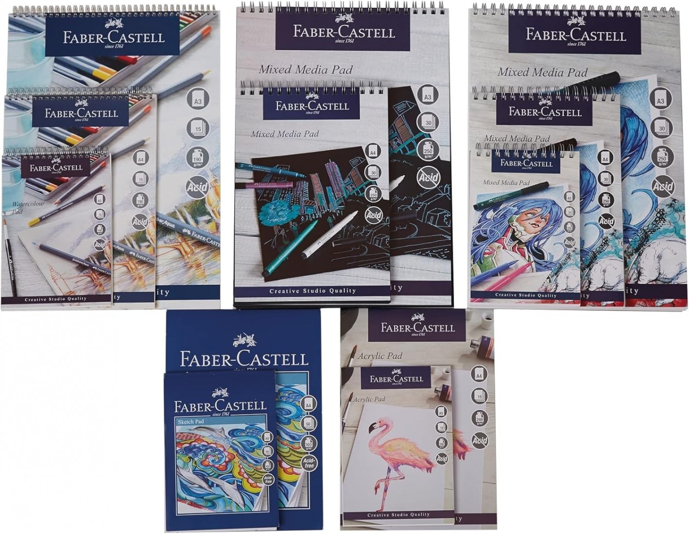 Faber Castell Watercolour Pad A5 Spiral 190gsm 15 Sheets WD862218