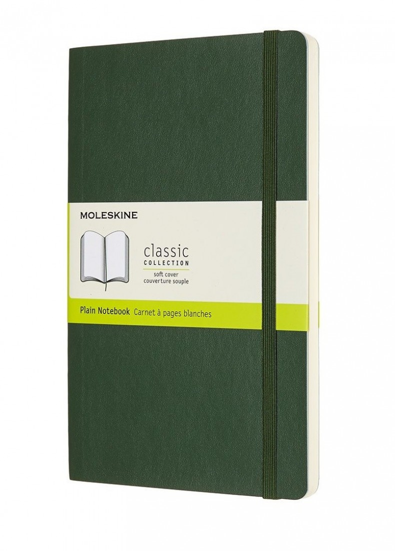 Notebook Large 13x21 Plain Myrtle Green, Soft Cover, Moleskine