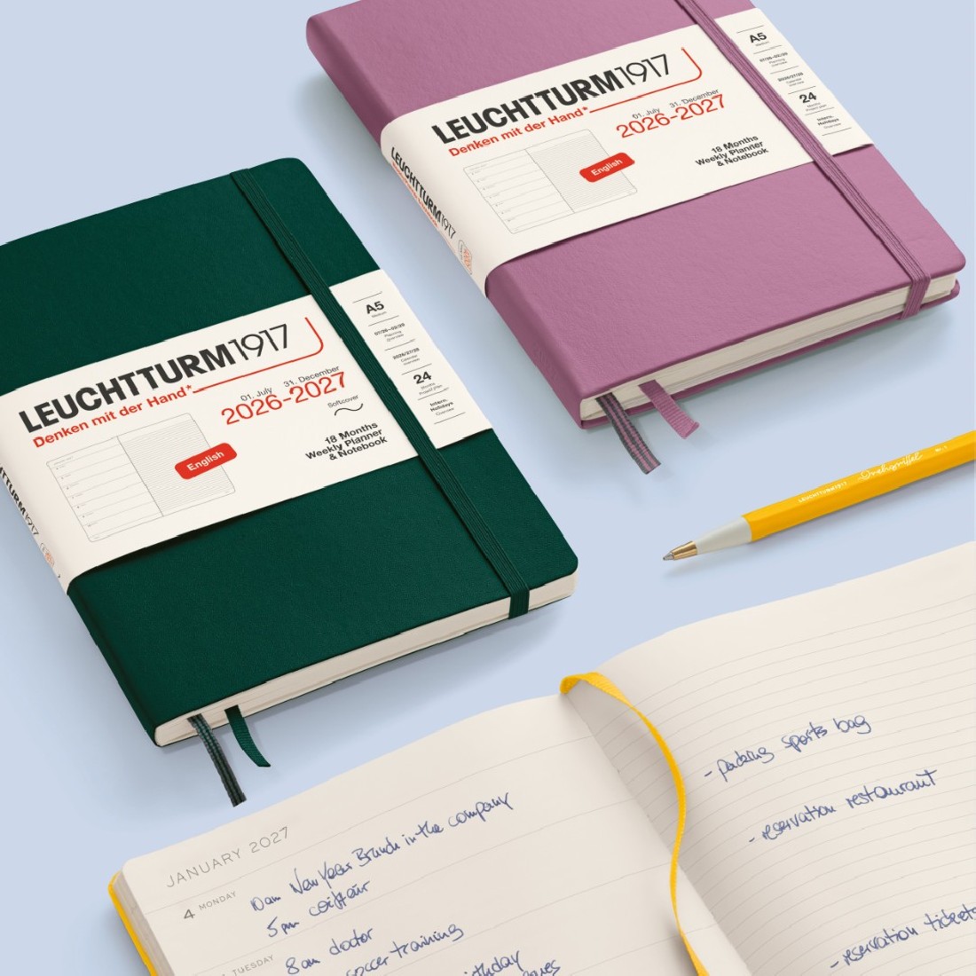 18M Weekly Planner and Notebook 2026-2027, A5, softcover, Black, Leuchtturm 1917
