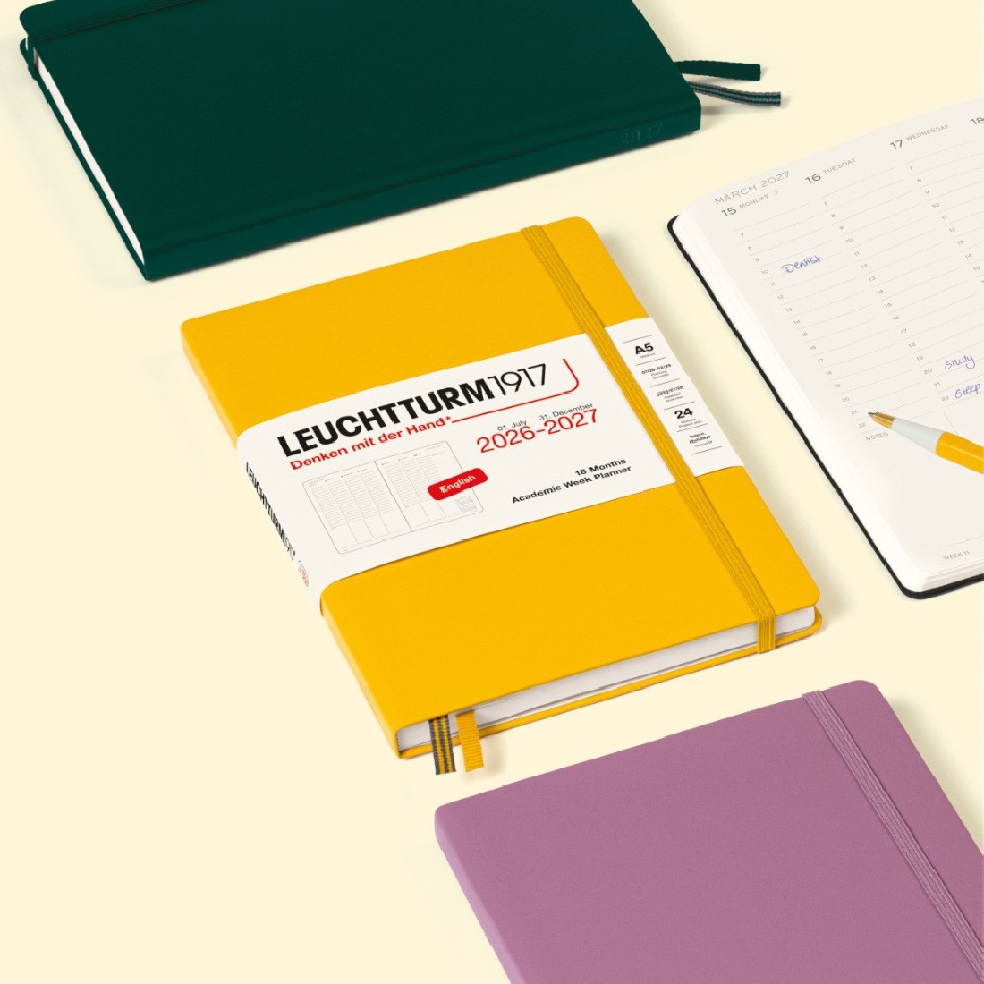 18M Week Planner and Notebook 2026-2027, A5, hardcover, Sunflower, Leuchtturm 1917