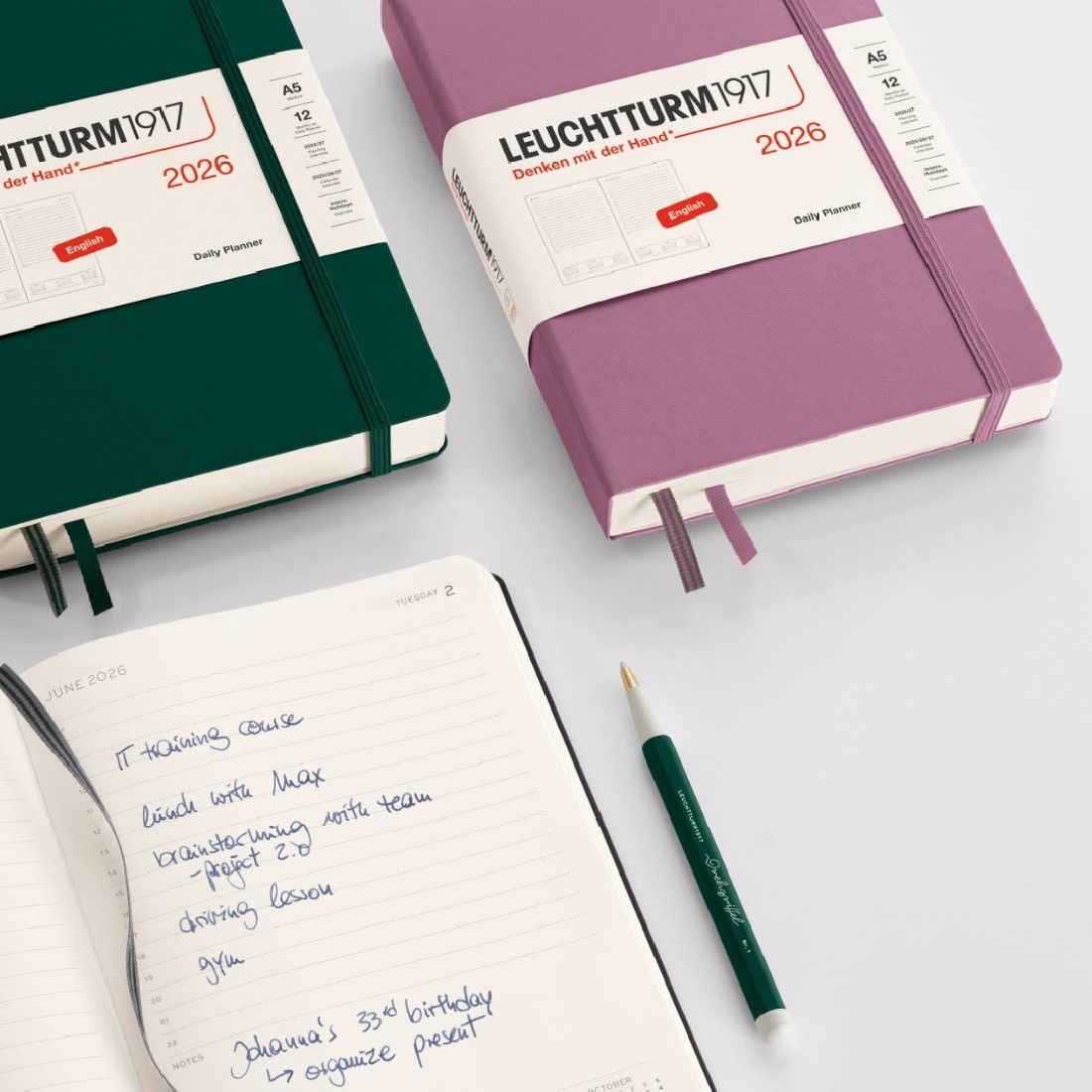 12M Daily Diary 2027, A6, hardcover, Black, Leuchtturm 1917