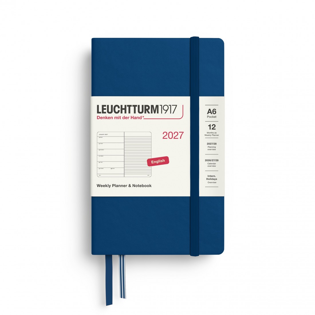 12M Weekly Planner and Notebook 2027, A6, hardcover, Indigo, Leuchtturm 1917