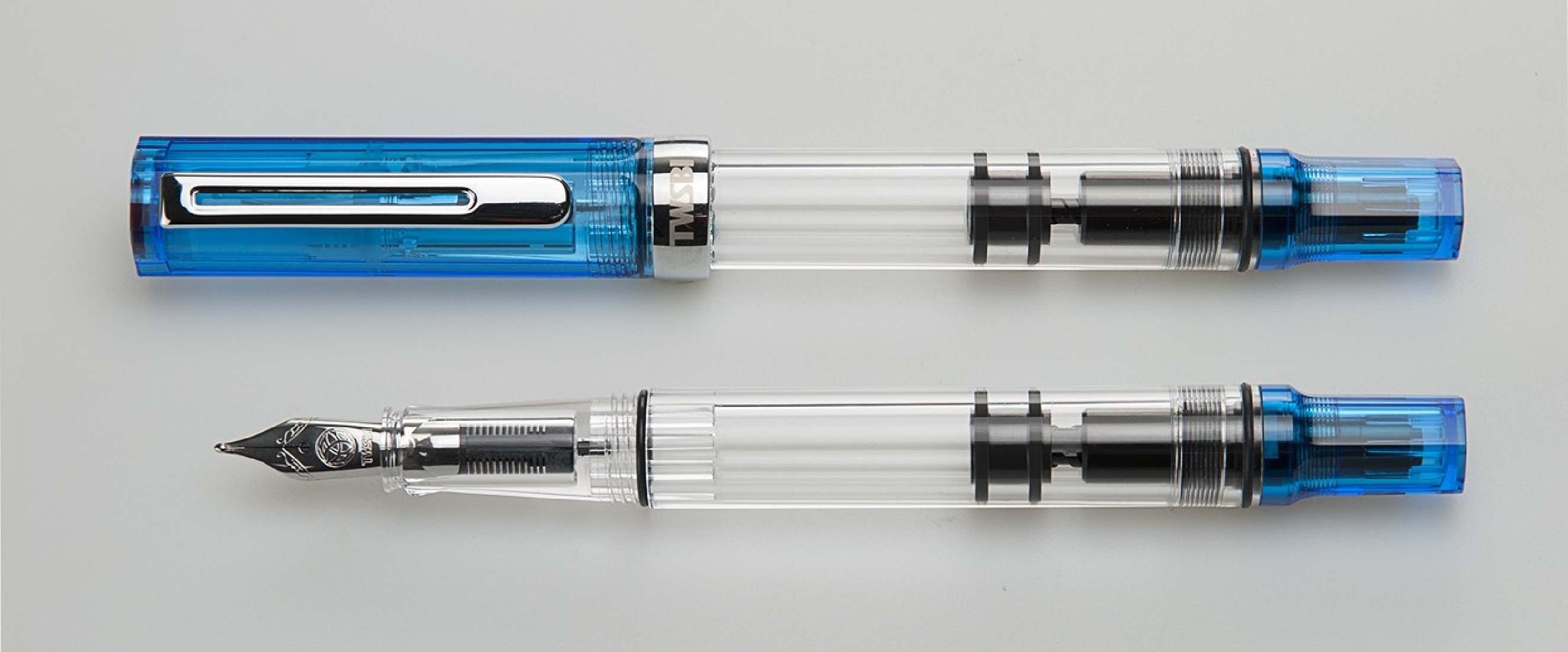 Twsbi Eco transparent blue piston filling fountain pen