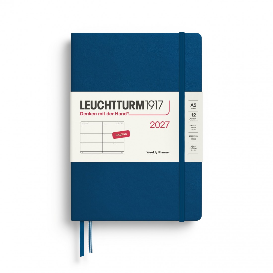 12M Weekly Planner 2027, A5, hardcover, Indigo, Leuchtturm 1917