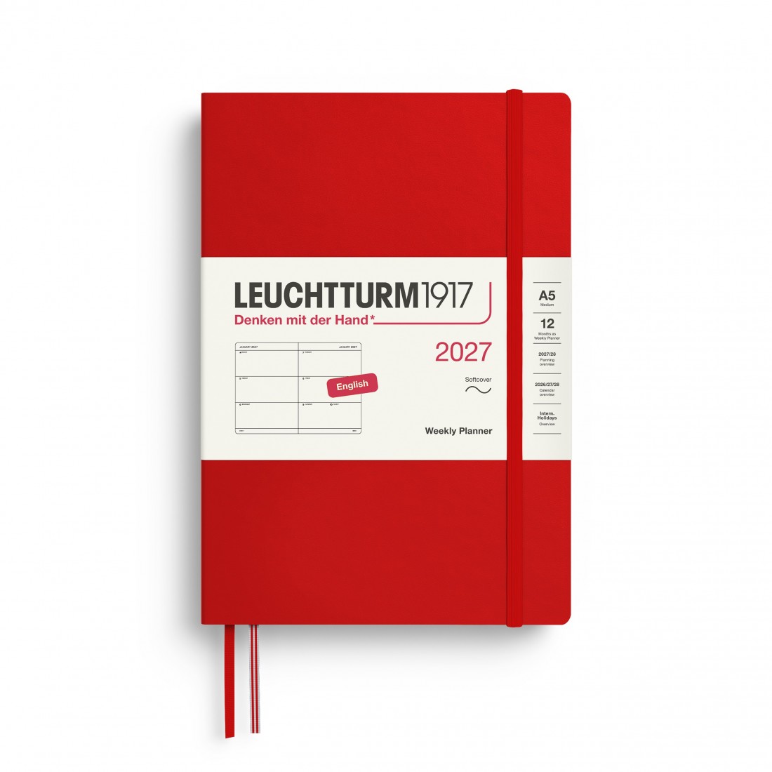 12M Weekly Planner 2027, A5, softcover, Cherry, Leuchtturm 1917