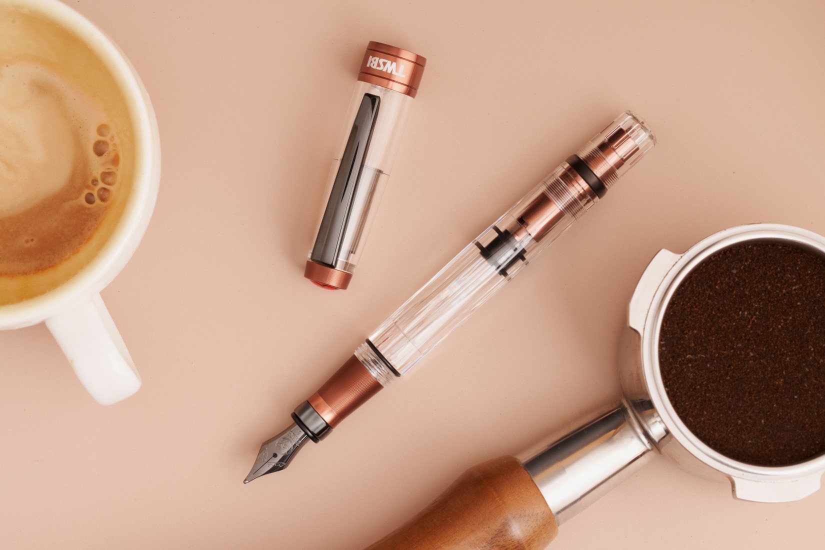 Twsbi Diamond 580 AL R Affogato with onyx trims, piston filler fountain pens