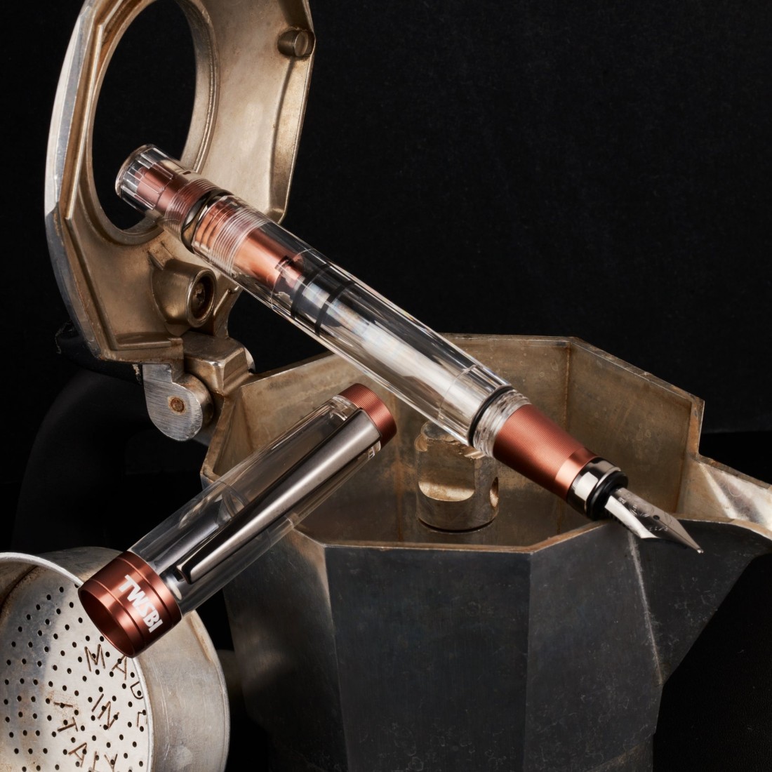 Twsbi Diamond 580 AL R Affogato with onyx trims, piston filler fountain pens