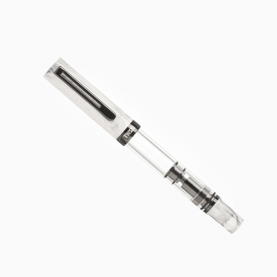 Twsbi Eco Carrara with Onyx trims, piston filling Fountain Pen