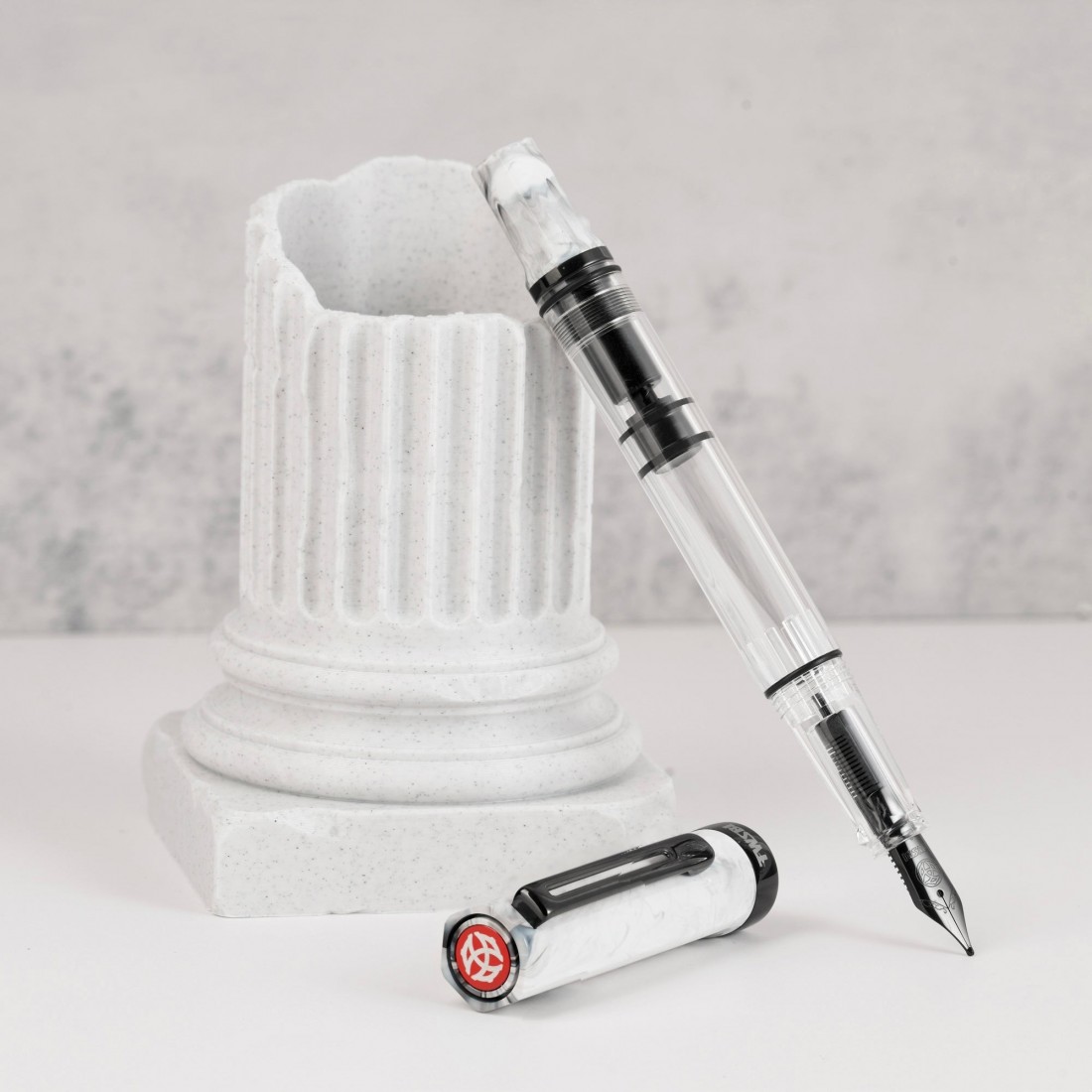 Twsbi Eco Carrara with Onyx trims, piston filling Fountain Pen
