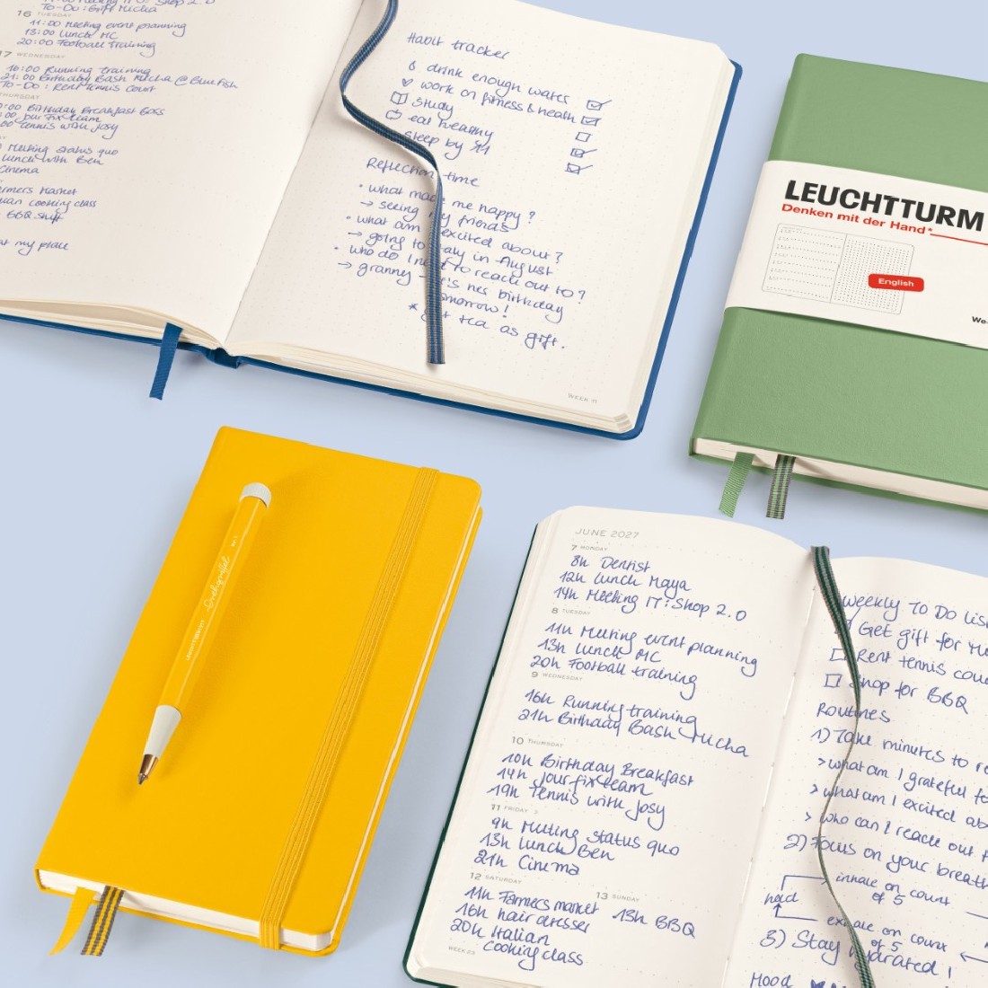 12M Weekly Planner and Notebook 2027, B5, hardcover, Indigo, Leuchtturm 1917