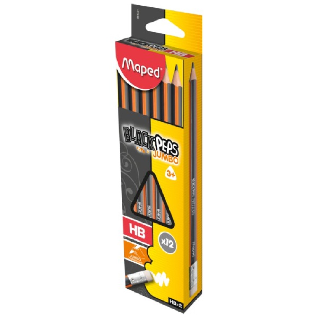 Μολύβι με γόμα Black Peps HB Jumbo 854721 Maped