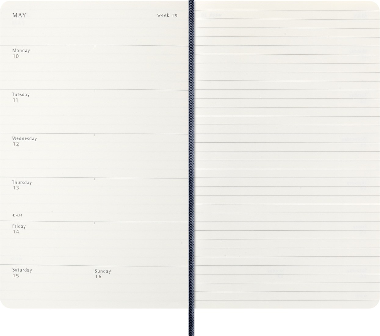 Moleskine Classic Weekly Planner 2026/2027 Weekly, 18 months, large 13x21 soft cover, Sapphire Blue