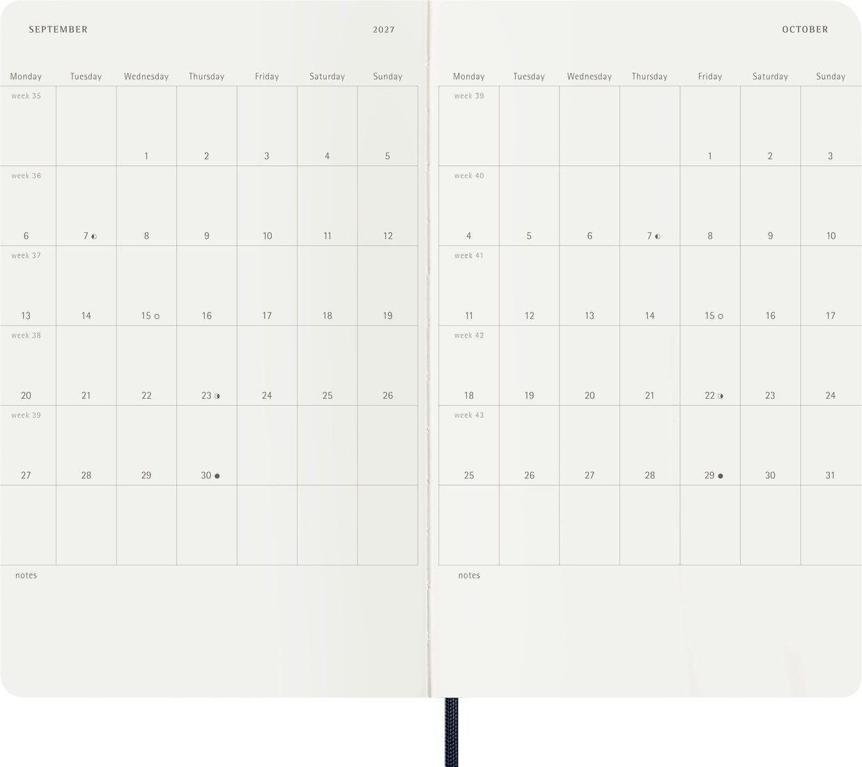 Moleskine Classic Weekly Planner 2026/2027 Weekly, 18 months, large 13x21 soft cover, Sapphire Blue