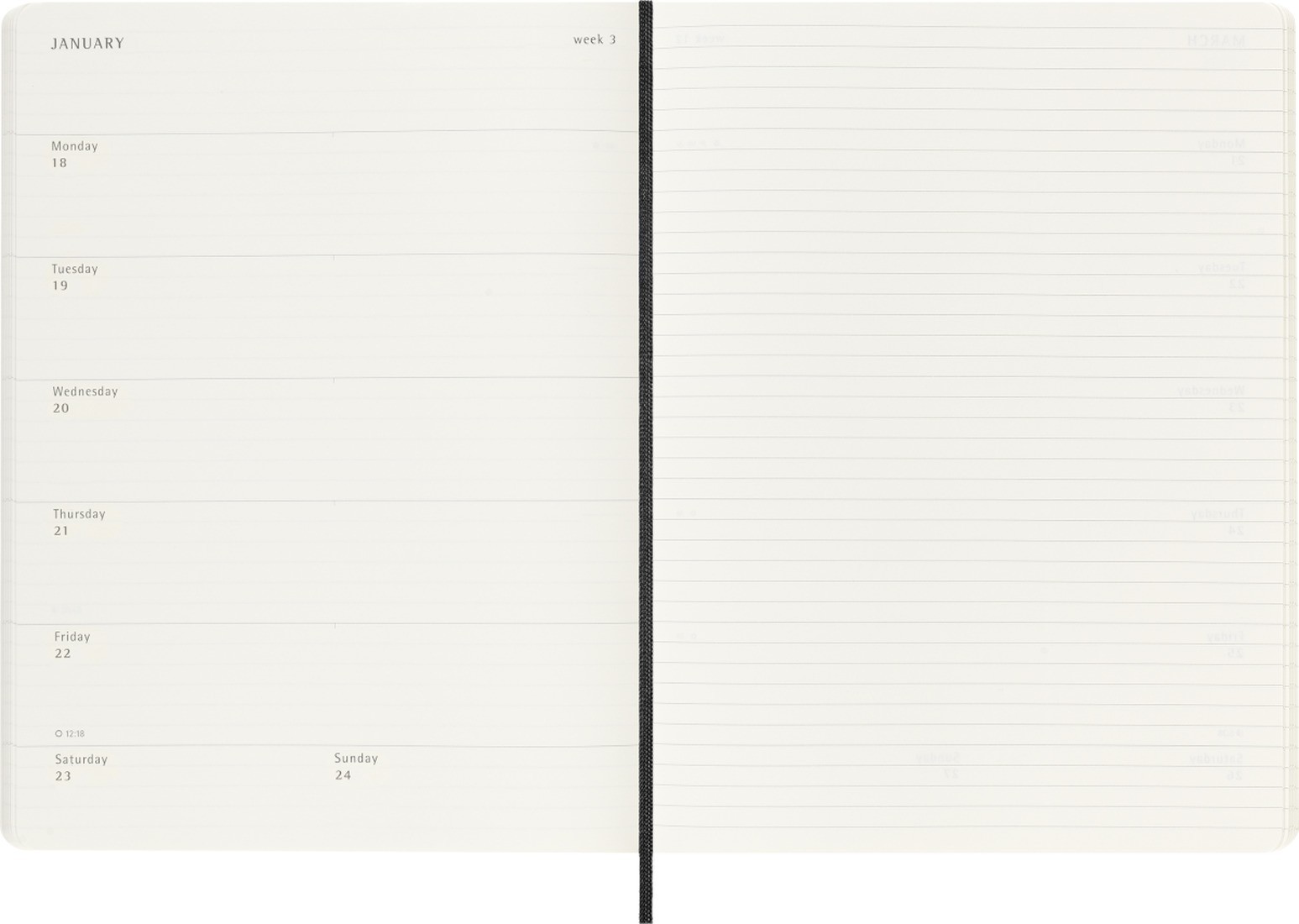 Moleskine Classic Weekly Planner 2026/2027 Weekly, 18 months, XL 19x25, soft cover, Black