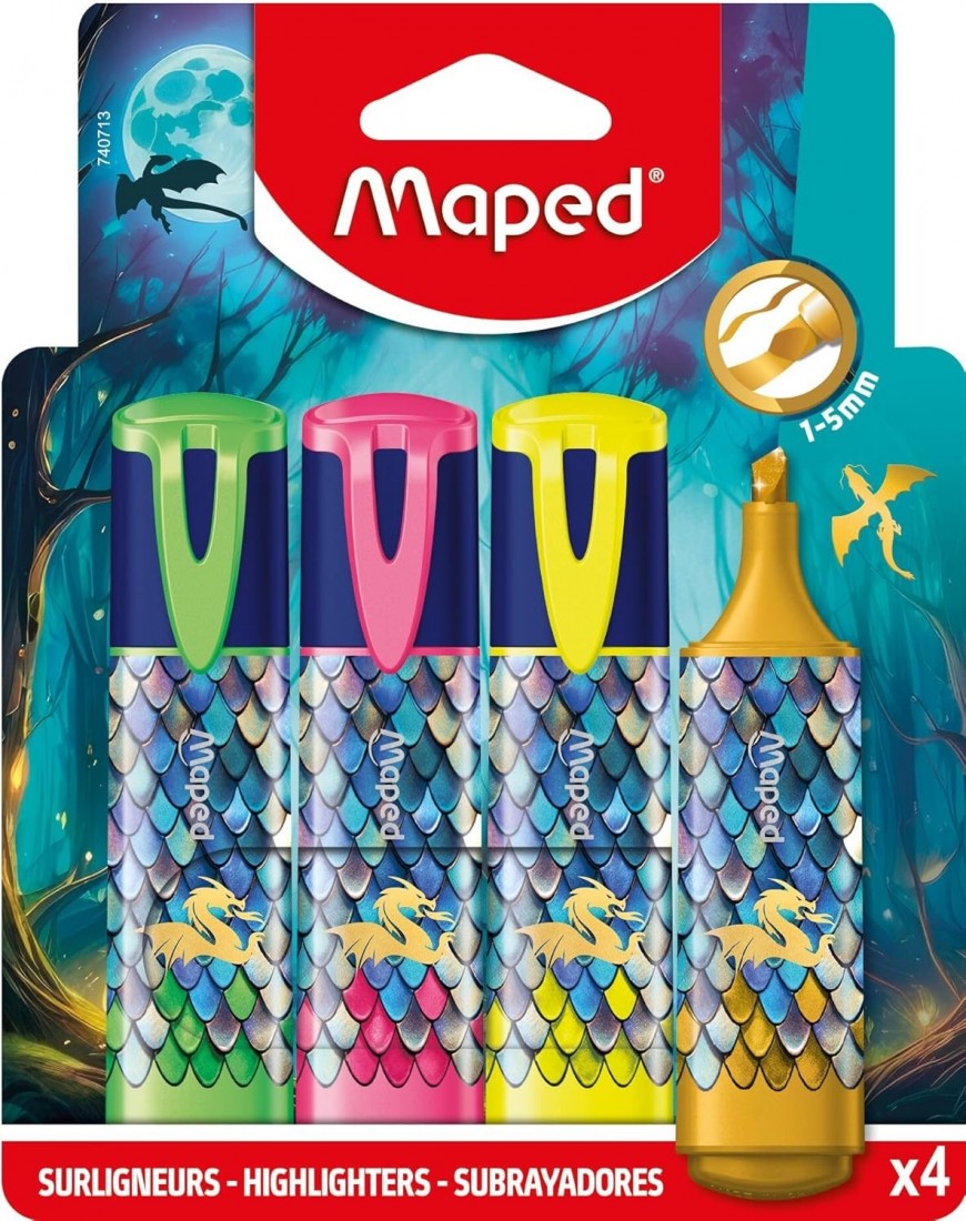 Μαρκαδόροι υπογράμμισης σετ 4 χρώματα Dragon 740713 Maped
