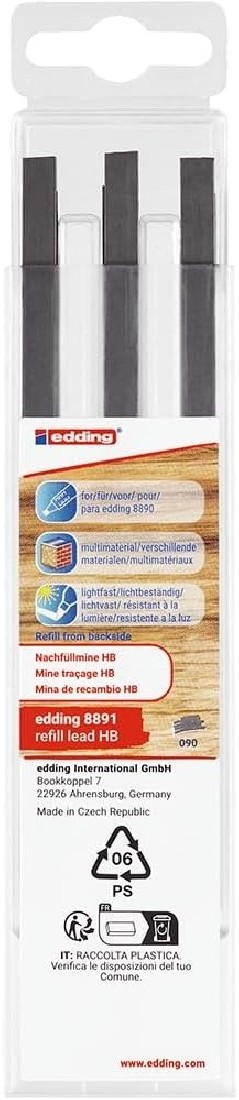 Edding Carpenters Pencil Refill Leads HB - Set of 6 4-8891-6090
