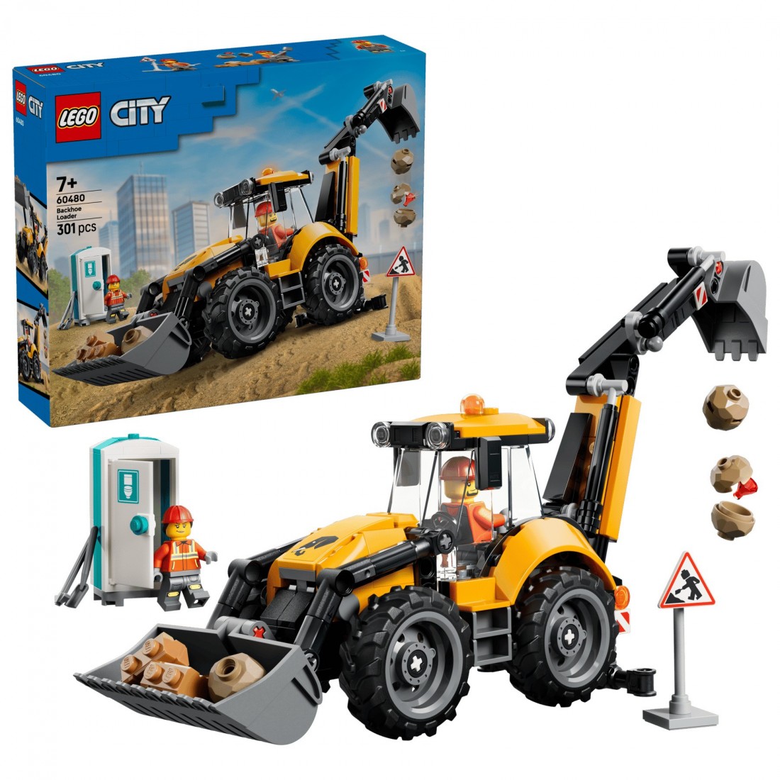 Yellow Backhoe Loader 60480 Lego City