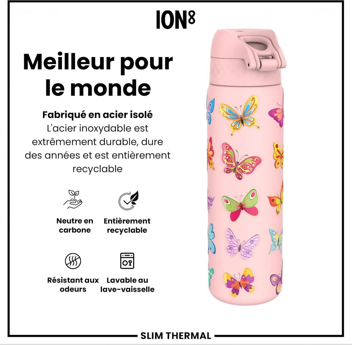 Παγούρι Μεταλλικό Θερμός 500ml Butterflies ION8