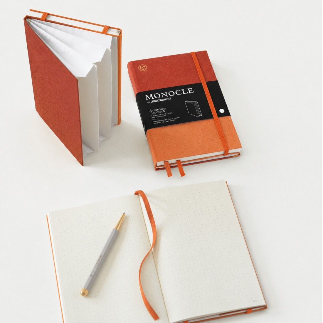 Leuchtturm 1917 Monocle Mandarin Accordion notebook B6 plus 125x190mm, dotted, 181 pages with 3 rear pocket