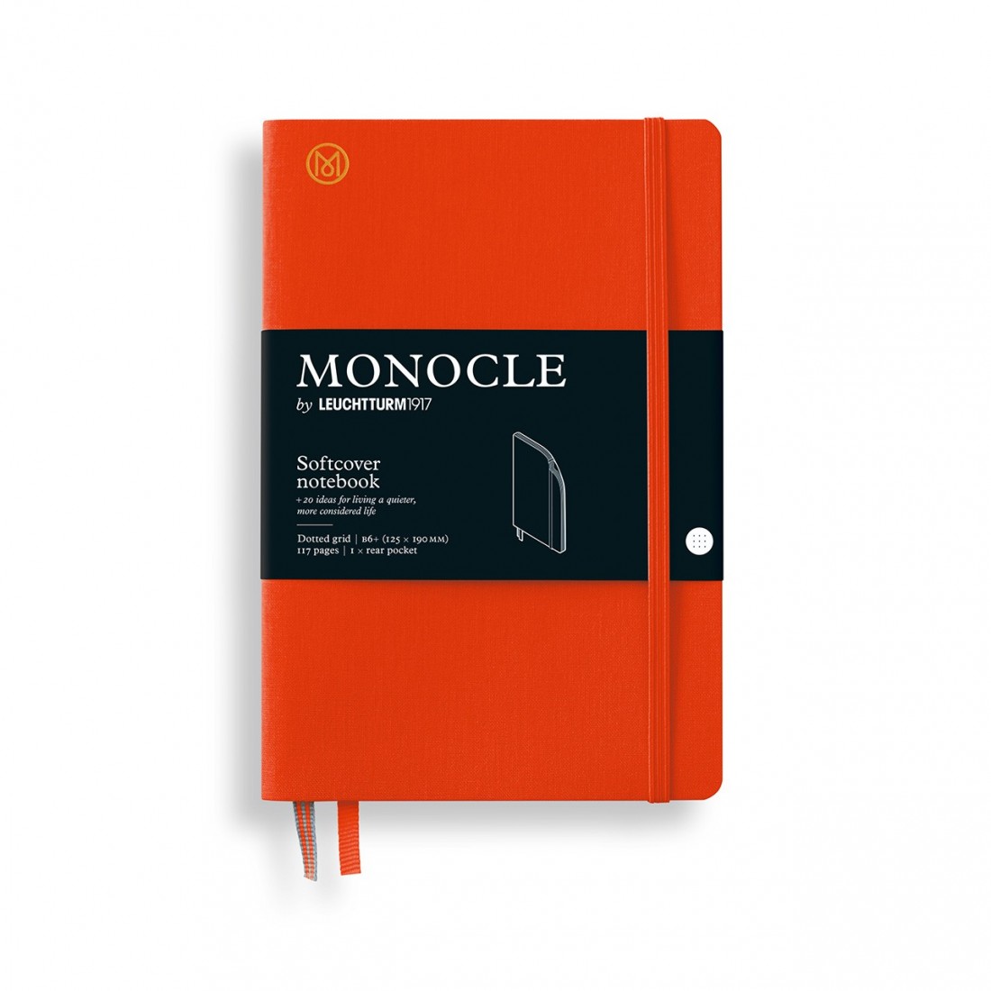 Leuchtturm 1917 Monocle Mandarin notebook softcover B6 plus 125x190mm, 117 dotted  pages with 1 rear pocket