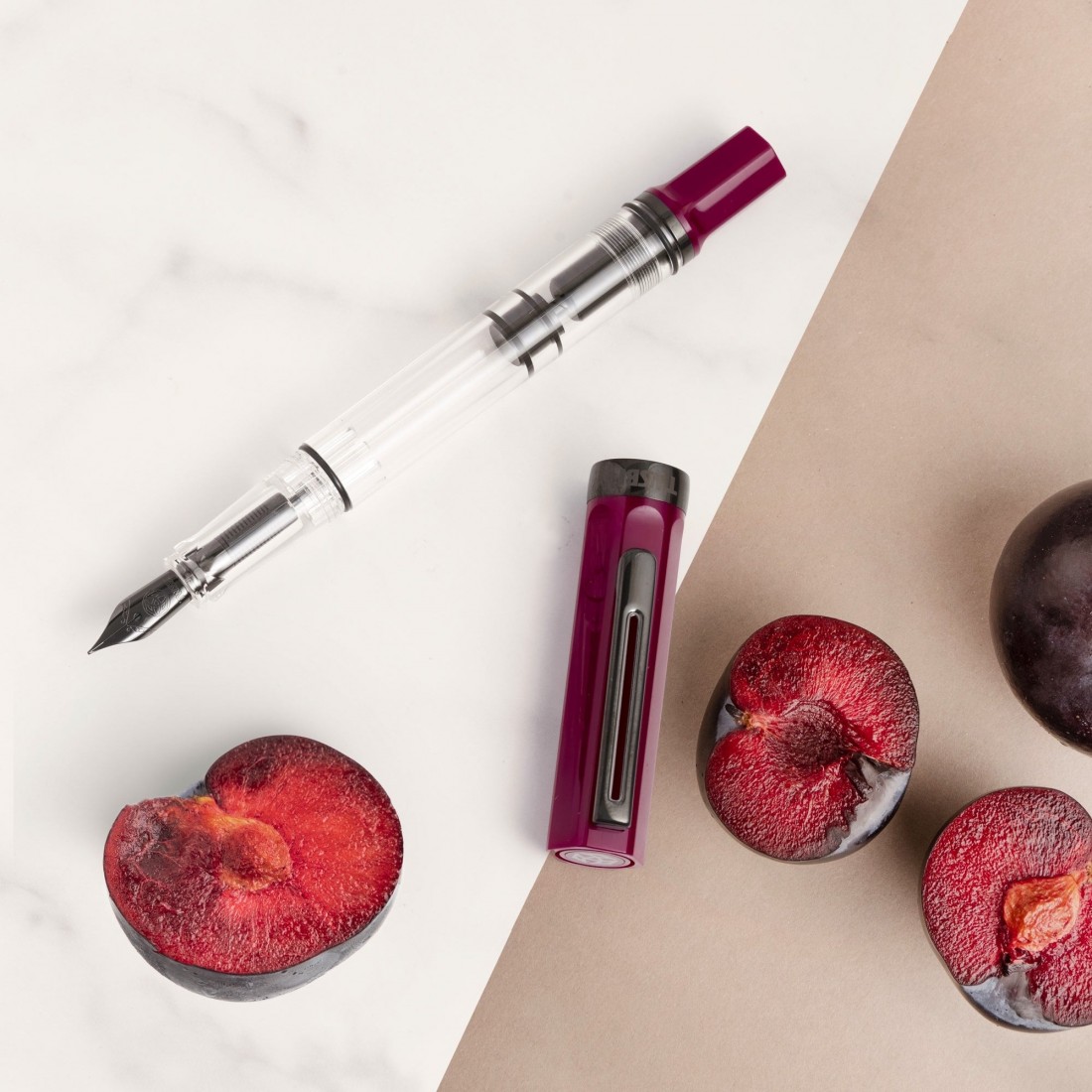 Twsbi Eco , with onyx plum  trims, piston filling fountain pen