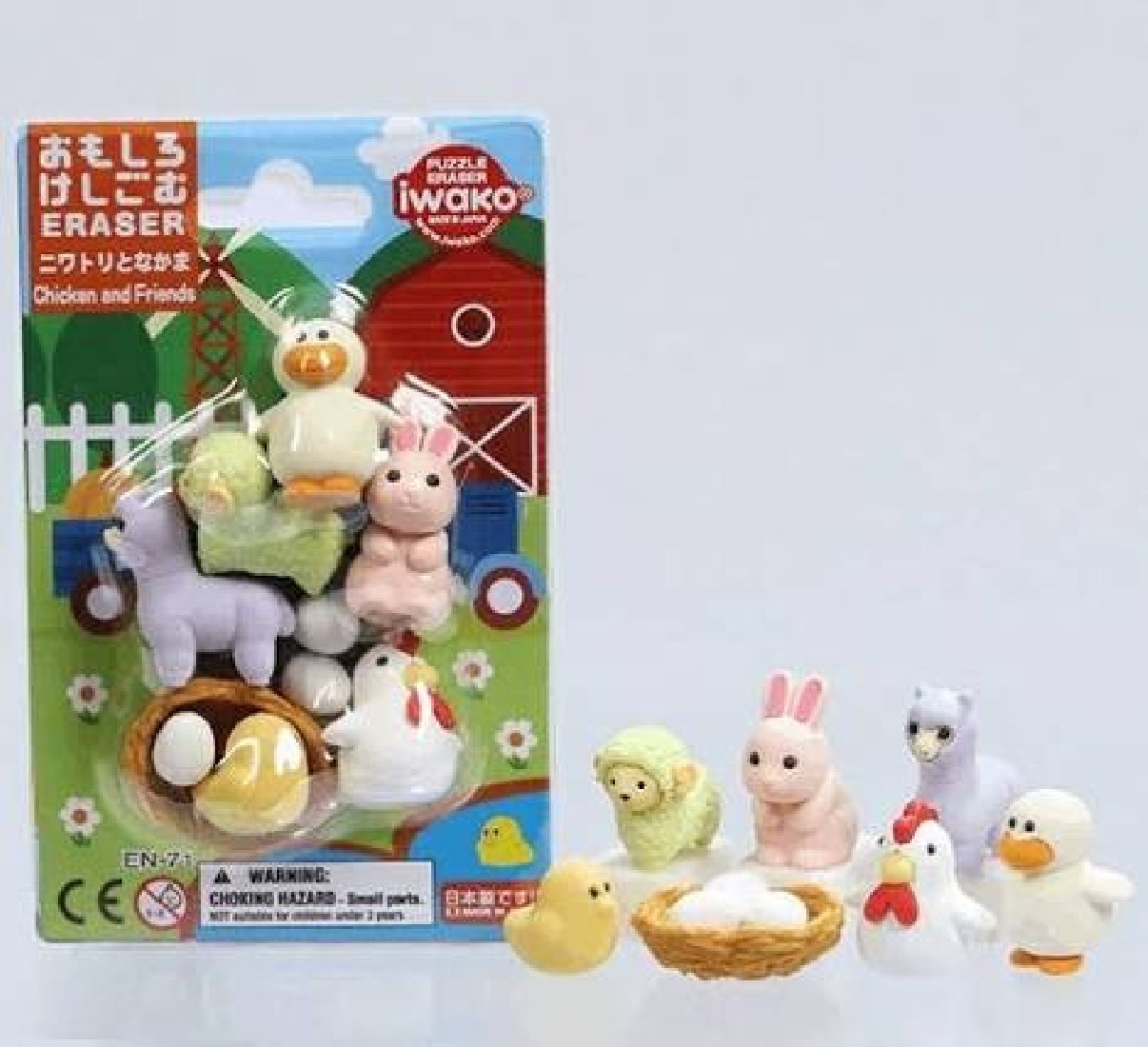 Puzzle Eraser - Chicken & Friends Iwako