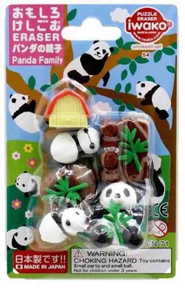 Puzzle Eraser - Panda Family Iwako