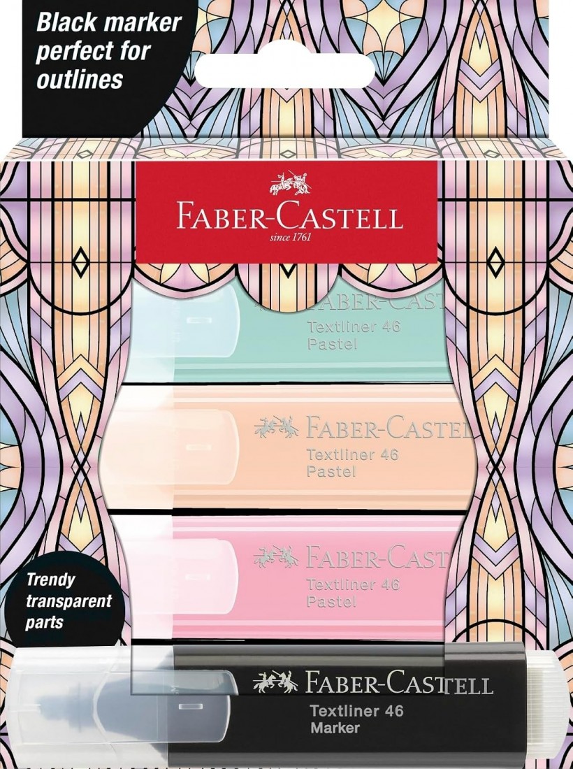 Faber Castell υπογραμμιστές Glassy Pastel Highlighter Set with 4 Markers in pastel colours