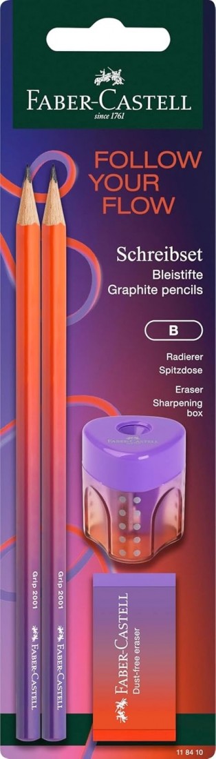 Faber Castell set, follow your flow, με 2 μολύβια, ξύστρα και γόμα 118410