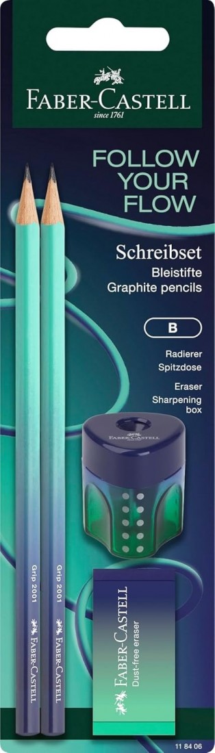 Faber Castell set, follow your flow, με 2 μολύβια, ξύστρα και γόμα 118406