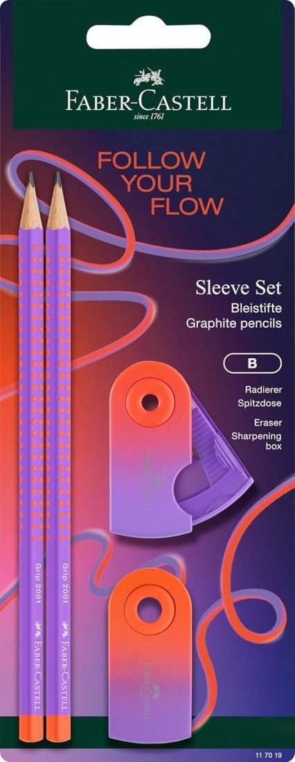Faber Castel writing set Punchy Melon, follow your flow, with 2 pencils, eraser and sharpener 117019