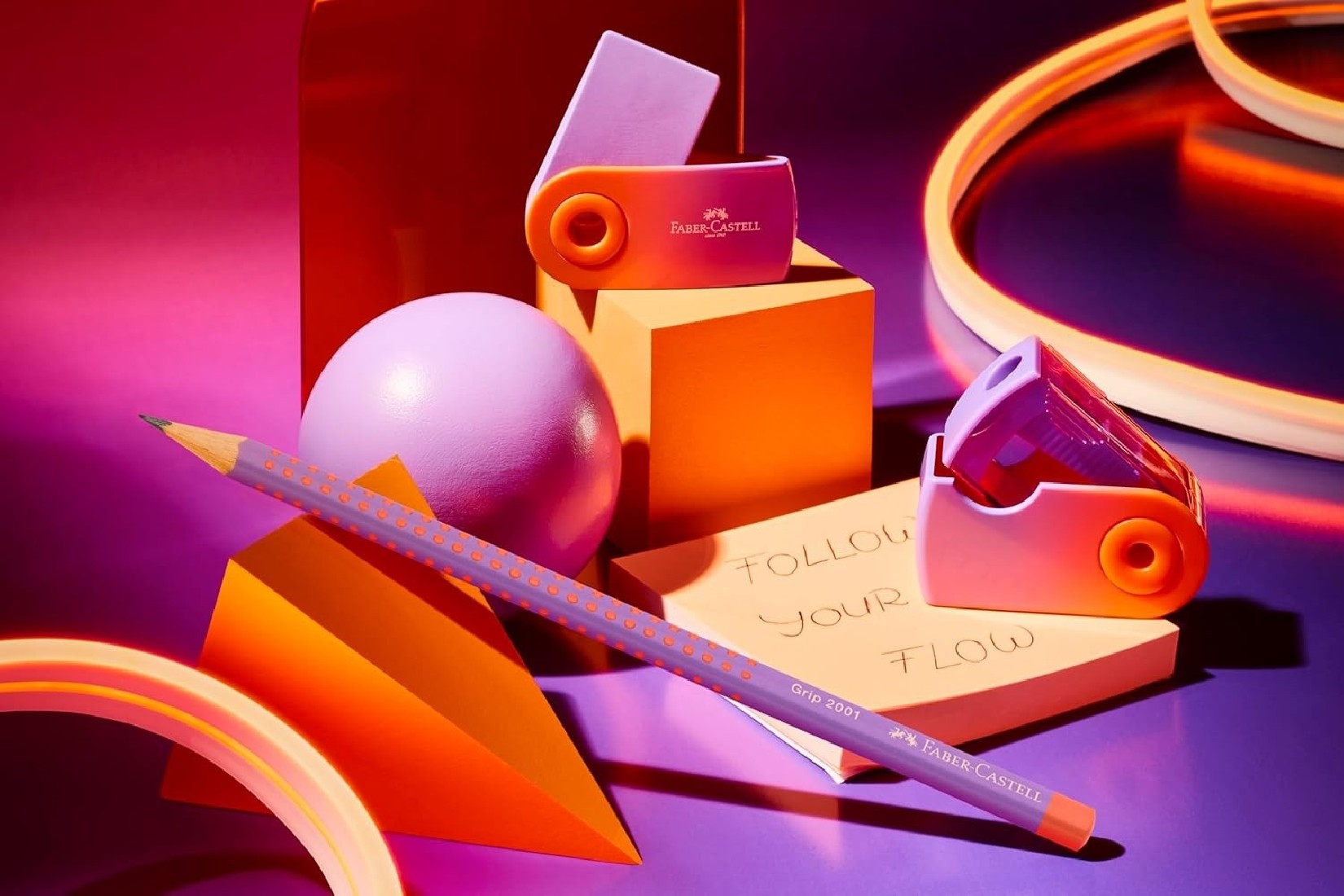 Faber Castel writing set Punchy Melon, follow your flow, with 2 pencils, eraser and sharpener 117019