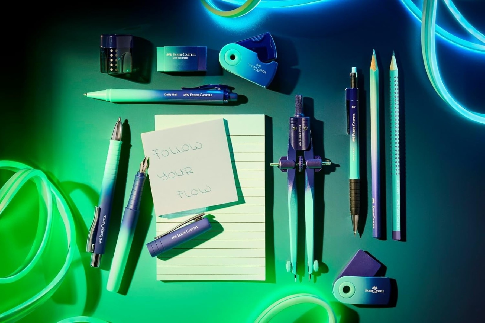 Faber Castell Poly Pen fountain pen and ballpen set, Buzzing Blue, 241055