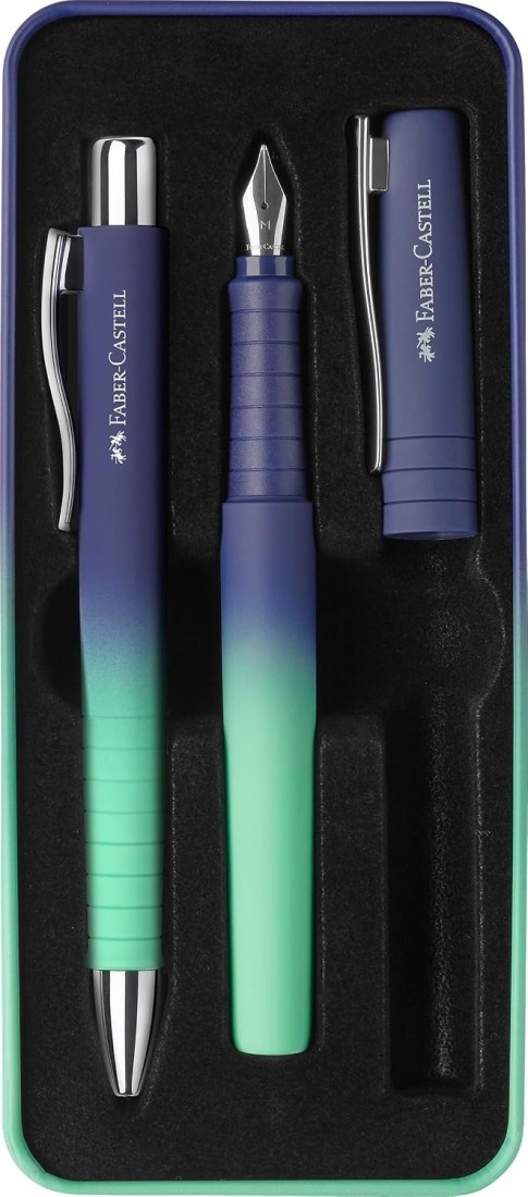 Faber Castell Poly Pen fountain pen and ballpen set, Buzzing Blue, 241055