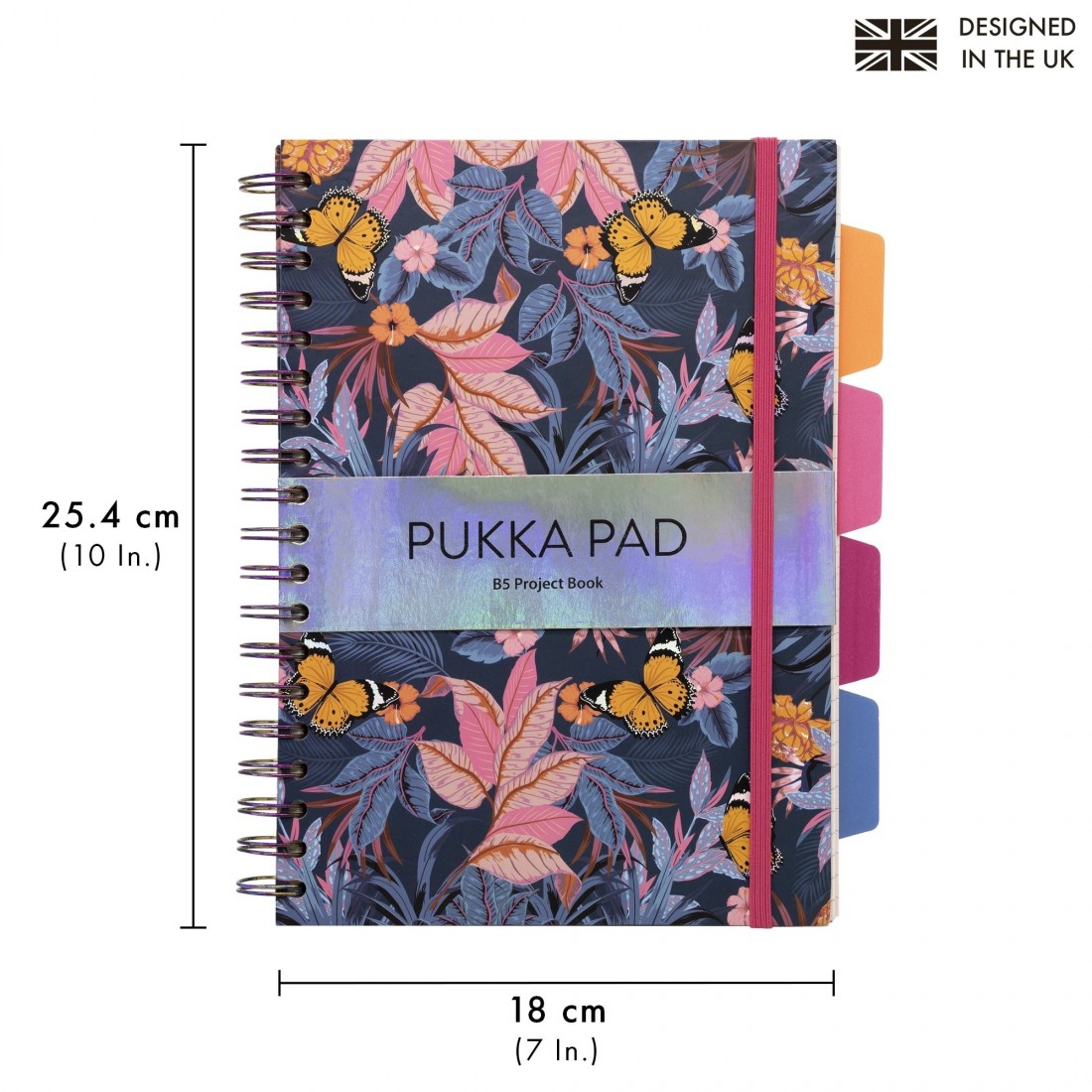 Pukka Pad τετράδιο ριγέ σπιράλ Β5 με 5 θέματα. και λάστιχο, 200 σελίδες  9494-BLM