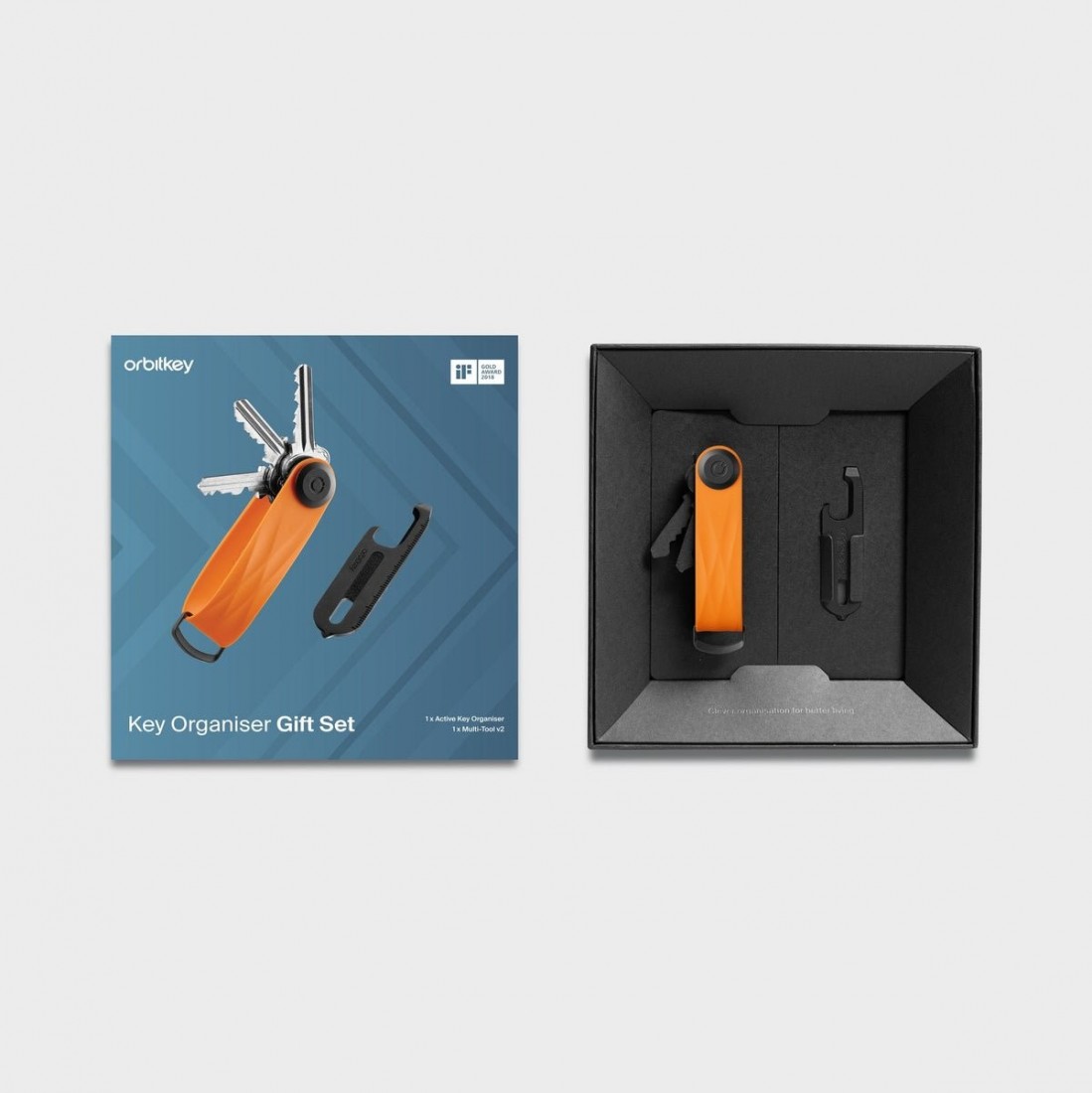 Orbitkey Key Organiser Set Active plus Multi-Tool v2 Set Tangerine