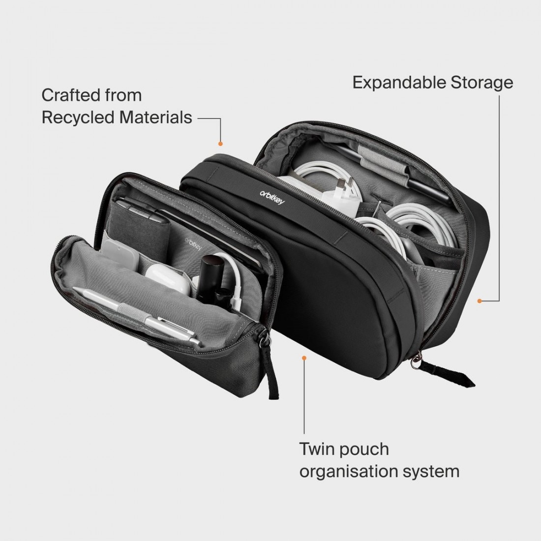Orbitkey 2 in 1 Tech Pouch Black