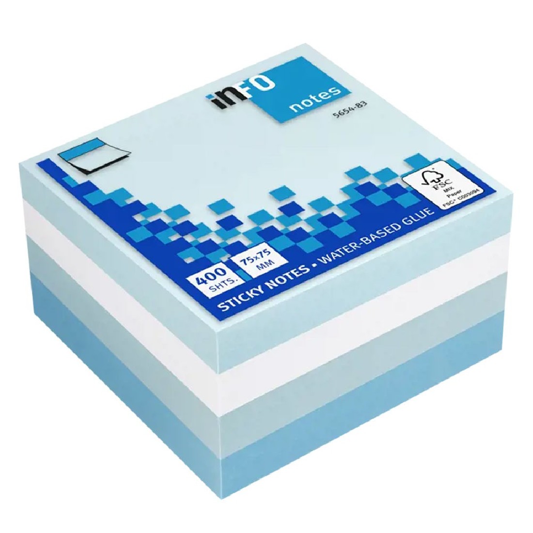 Χαρτάκια Σημειώσεων Κολλητά παστέλ μπλε 400 sheets, 75x75mm.  5654-83 Info notes