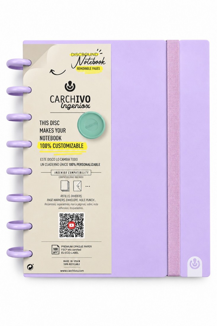 Τετράδιο Ingeniox Α5  με 80 φύλλα Magic Clips 100gr Μωβ pastel 66025018 Carchivo