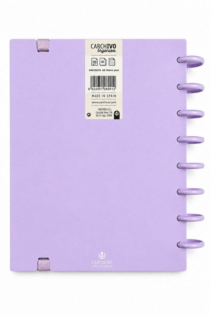 Τετράδιο Ingeniox Α5  με 80 φύλλα Magic Clips 100gr Μωβ pastel 66025018 Carchivo