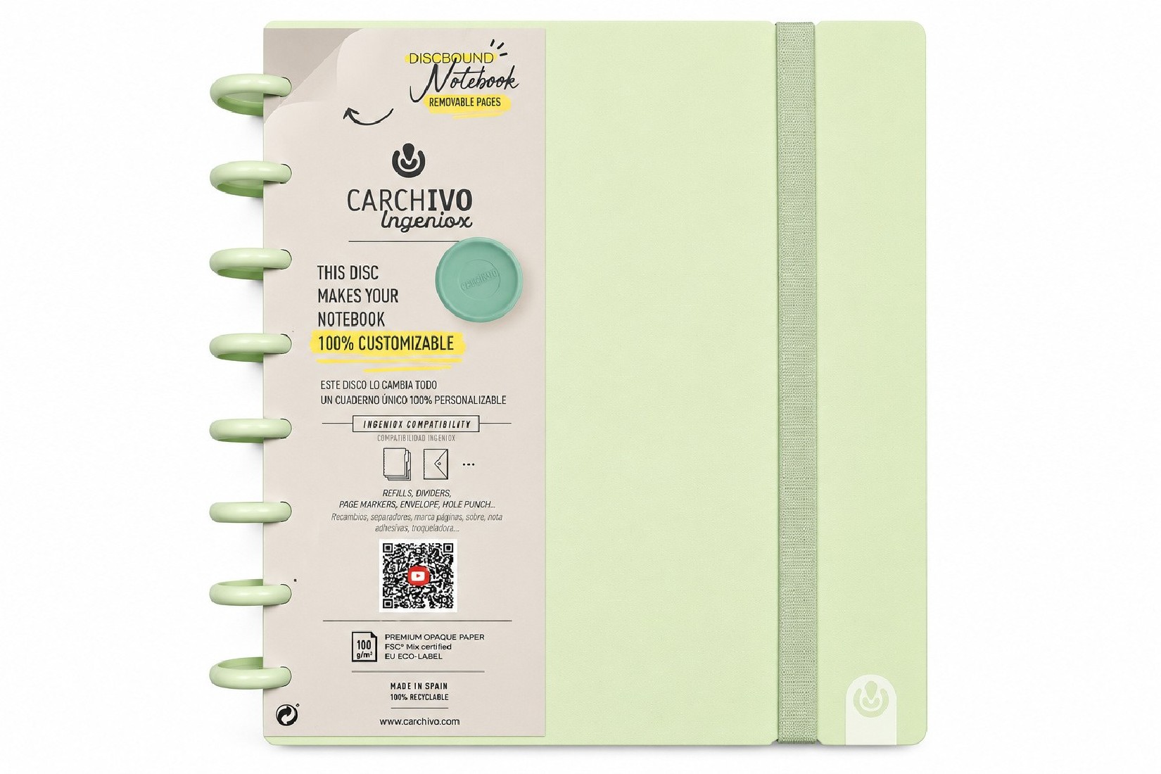 Τετράδιο πράσινο pastel Α5 με κρίκους Ingeniox 66025021 Carchivo