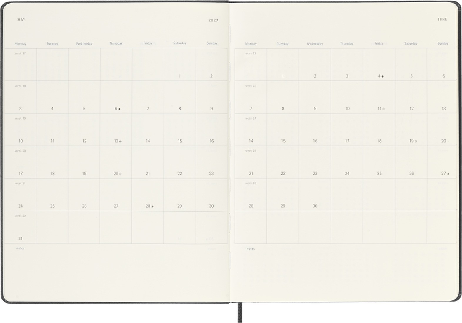 Moleskine Classic Planner 2027 XL 19x25cm Weekly, hard cover, 12 months, Black