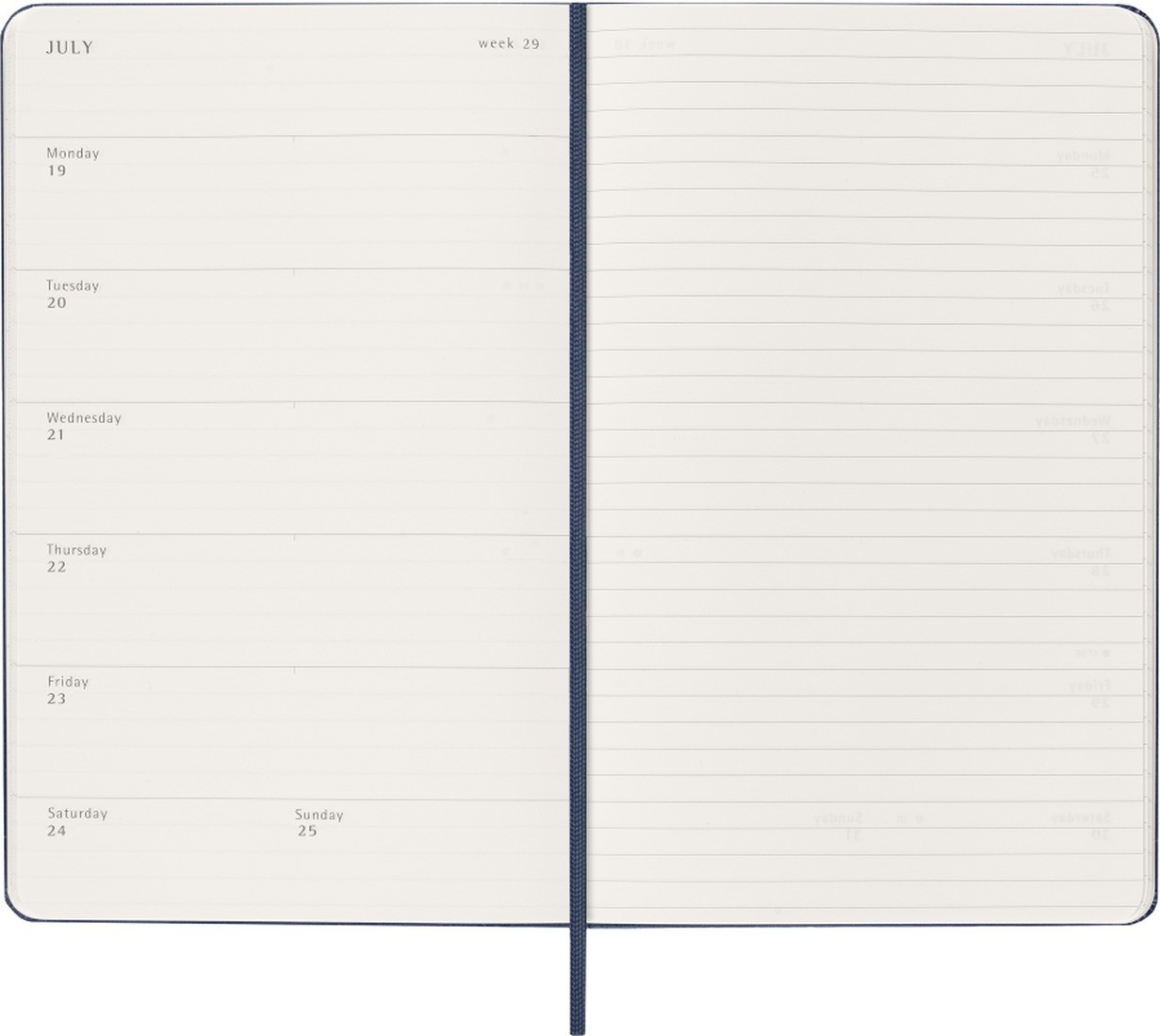 Moleskine Classic Planner 2027 Large 13x21 Weekly, hard cover, 12 months, Sapphire Blue