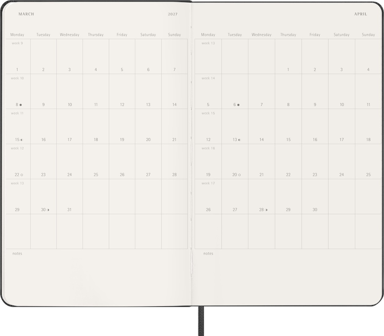 Moleskine Classic Planner 2027 Large 13x21 Weekly, hard cover, 12 months, Black