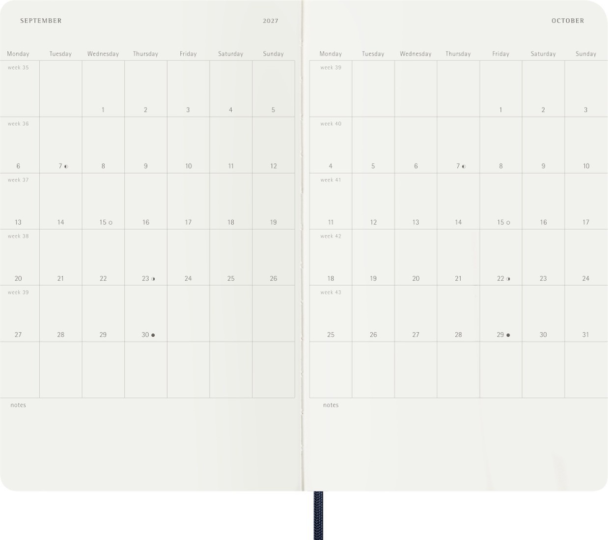 Moleskine Classic Planner 2027 Large 17x25cm, Weekly, soft cover, 12 months, Sapphire Blue