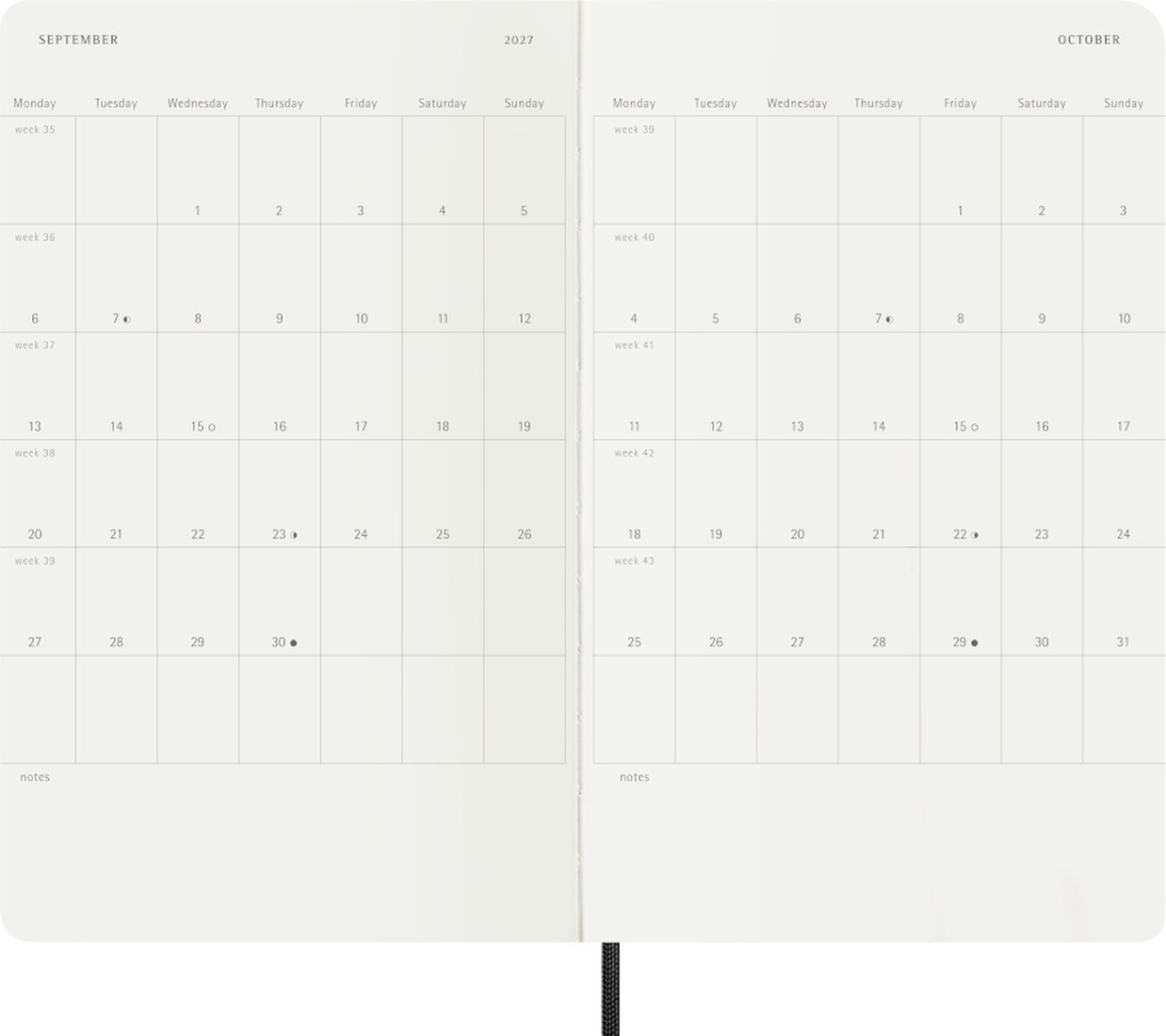 Moleskine Classic Planner 2027 Large 17x25cm, Weekly, soft cover, 12 months, Black