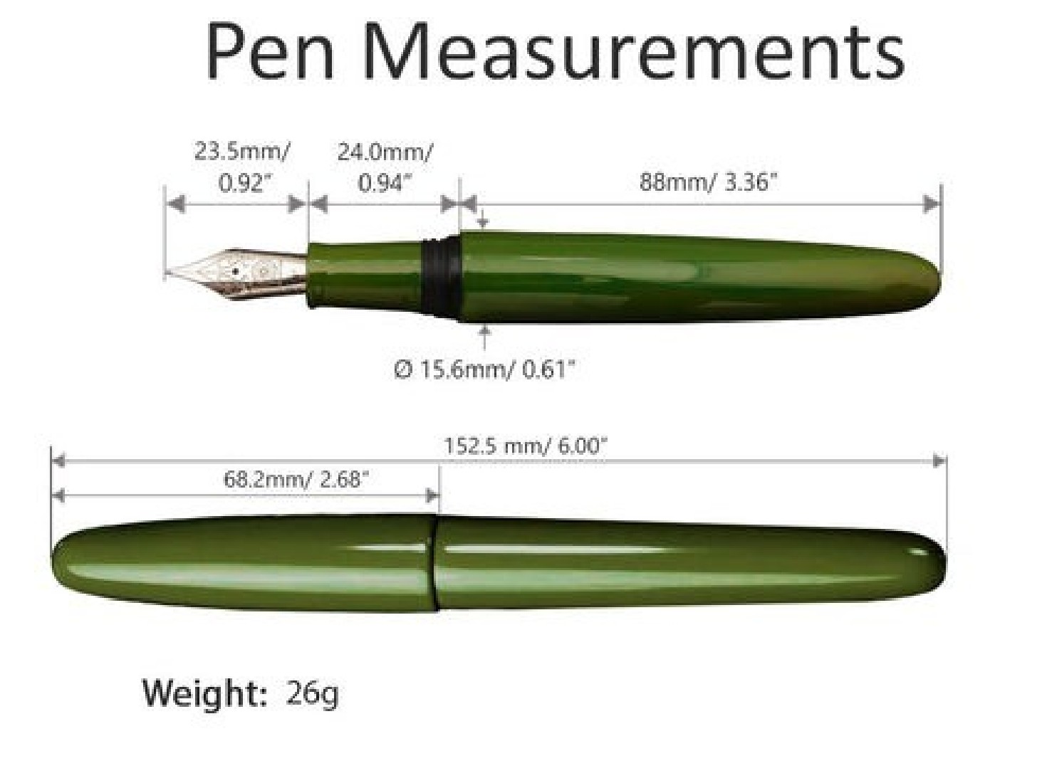Wancher Dream Pen True Urushi Uguisu-Iro Fountain Pen