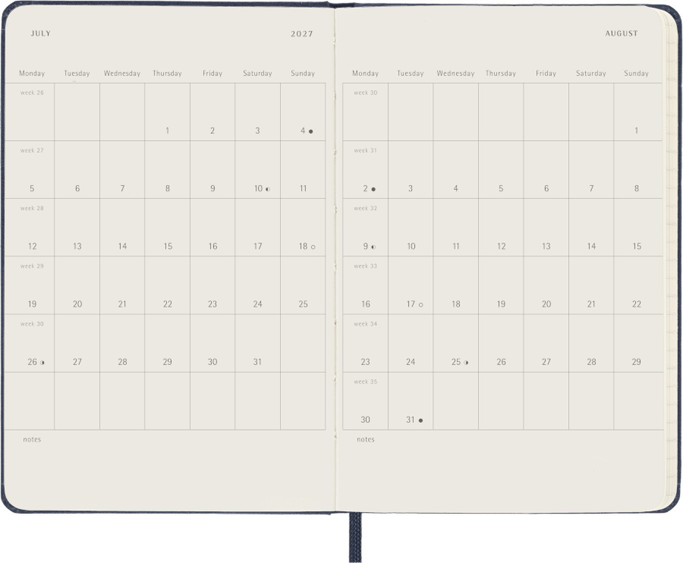 Moleskine Classic Planner 2027 Pocket 9x14cm Daily, hard  cover, 12 months, Sapphire blue